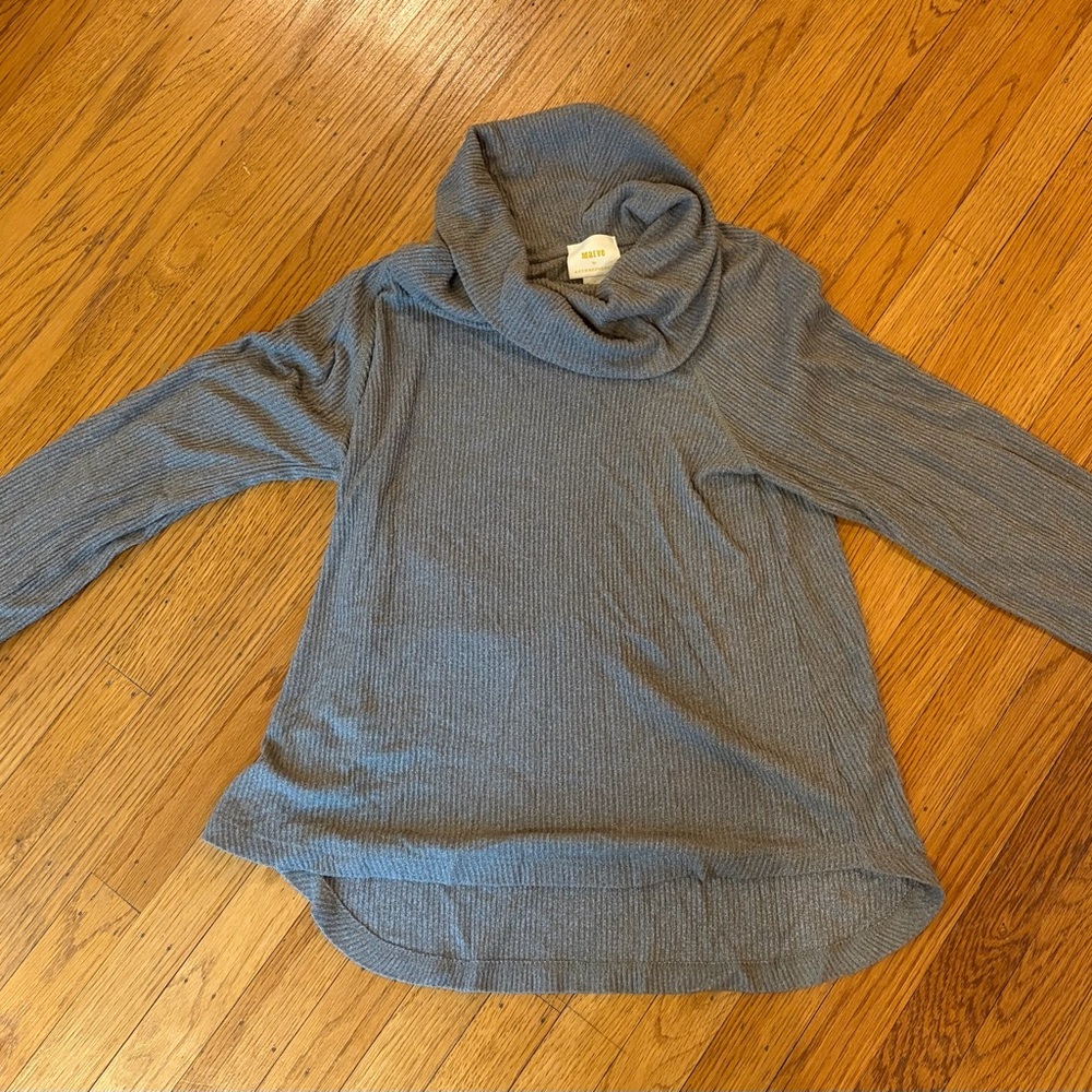 Anthropologie Ribbed Cowl Neck Sweater - Faded Green